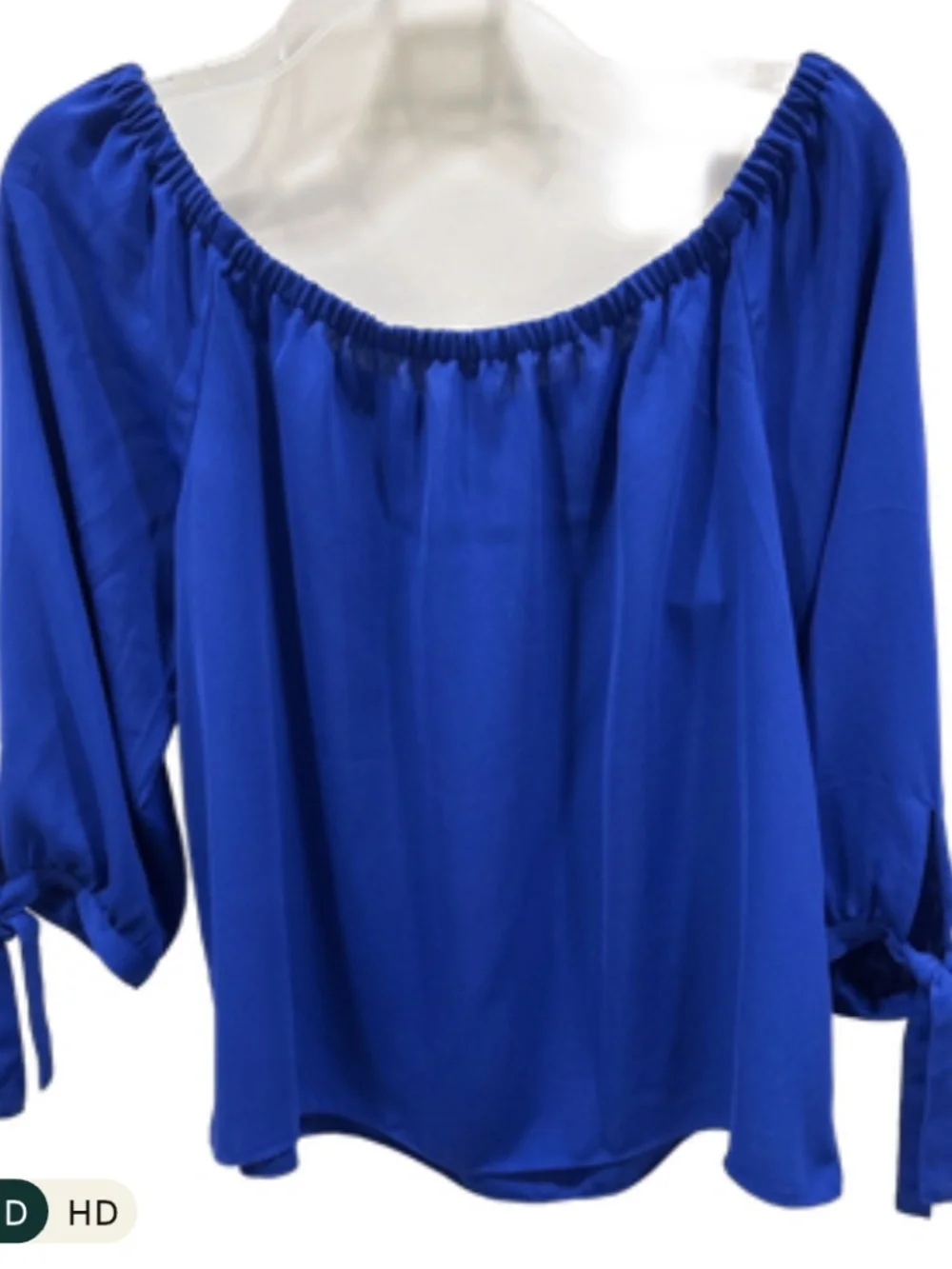 J. Crew Royal Blue OFF-THE-SHOULDER Top/Blouse, Tie Sleeves FLOWY/PEASANT, Sz S - Picture 2 of 5